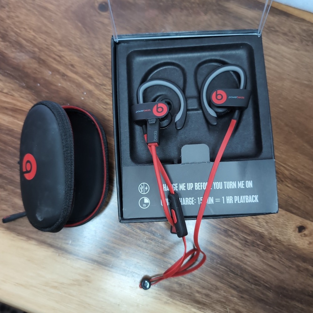 Beats by Dr. Dre Powerbeats2 Wireless Bluetooth Sport Headphones Black Red B0516